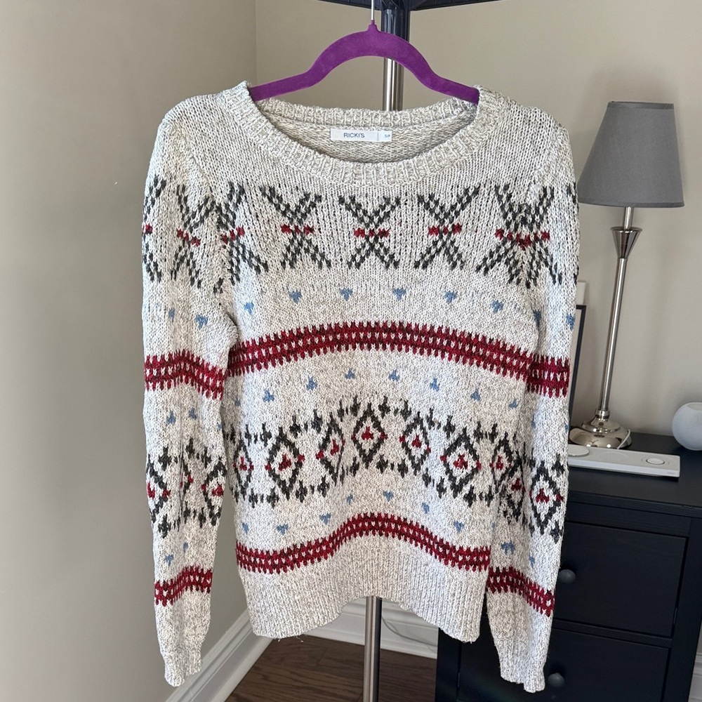 Ricki's Nordic Pattern Sweater - Red, Black, Gray